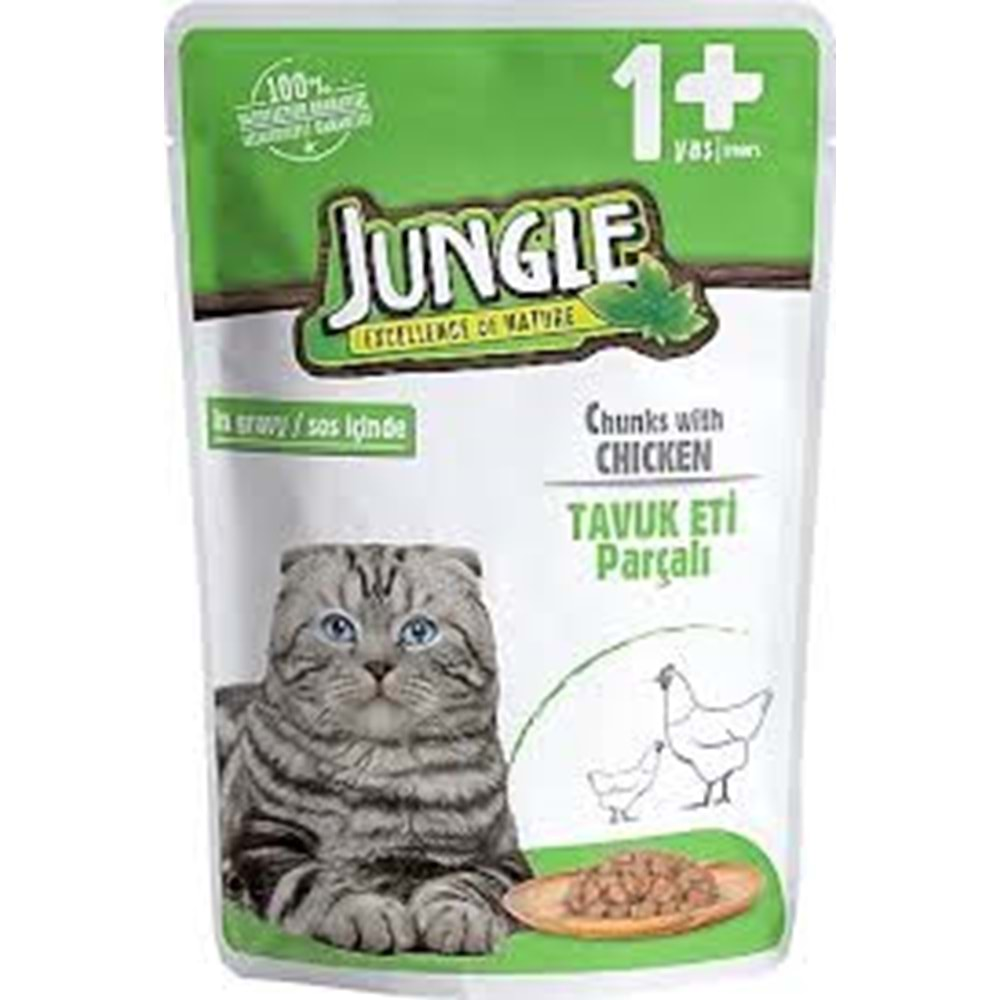 JUNGLE POUCH YETİŞKİN KEDİ TAVUKLU 100.GR