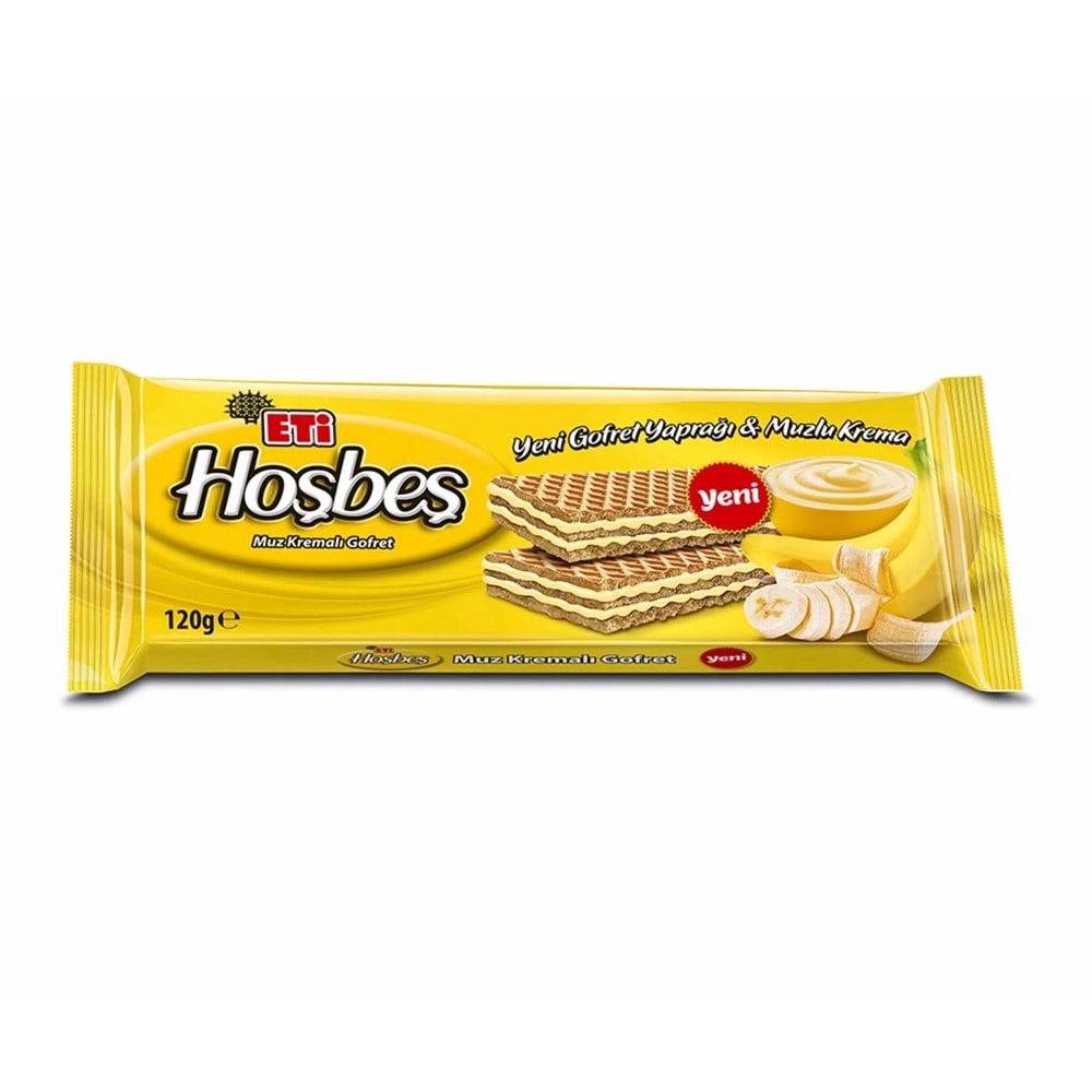 ETİ HOŞBEŞ MUZLU KREMALI GOFRET 120 G
