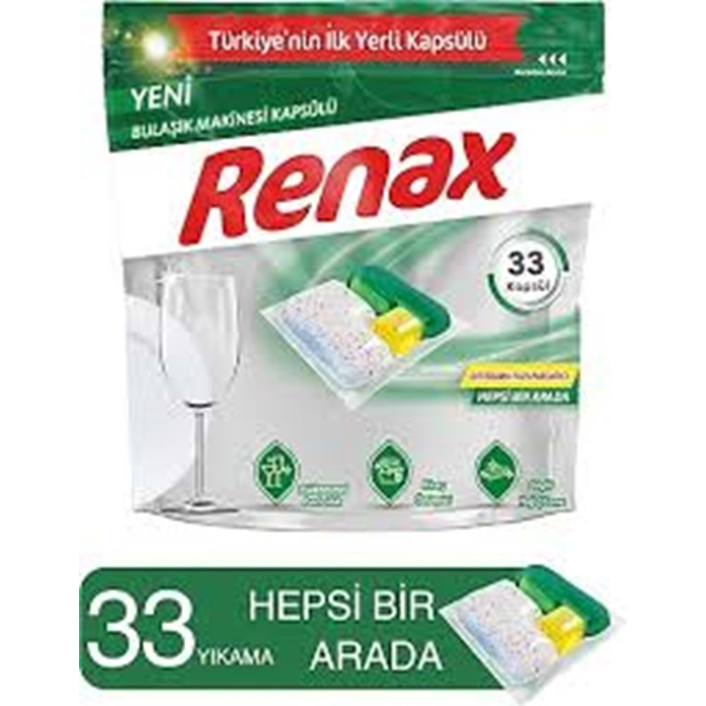 RENAX BULAŞIK MAKINESI KAPSÜLÜ 33'LÜ