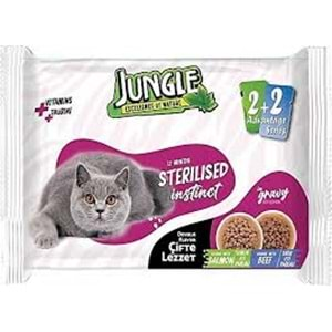 JUNGLE ÇİFTE SOMON VE SIĞIR ETİ PARCACIKLI 4X100 400 GR