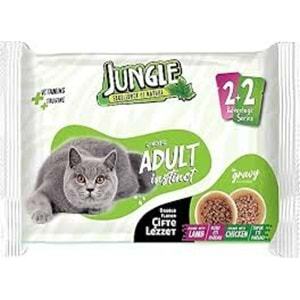 JUNGLE ÇİFTE LEZZET KUZU VE TAVUK ETİ PARCAIKLI 4X100 400 GR