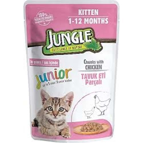 JUNGLE POUCH YAVRU KEDİ TAVUK PARÇALI 10