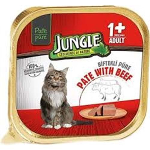 JUNGLE PÜRE YETİŞKİN KEDİ DANA ETLİ 100.GR