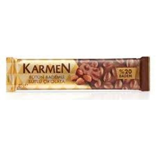 KARMEN %20 BADEMLI SÜTLÜ ÇIKOLATA 80 GR