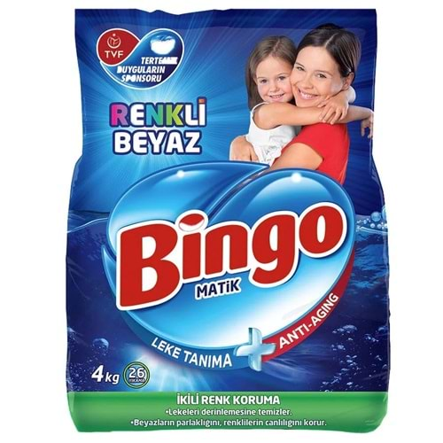 BİNGO BEYAZ VE RENKLİ Ç. DET. TOZ 4 KG