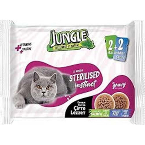 JUNGLE ÇİFTE SOMON VE SIĞIR ETİ PARCACIKLI 4X100 400 GR