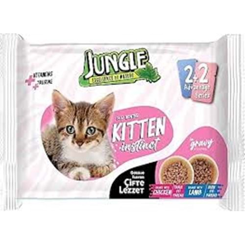 JUNGLE ÇİFTE LEZZET TAVUK VE KUZU PARCACIKLI 4X100 400 GR